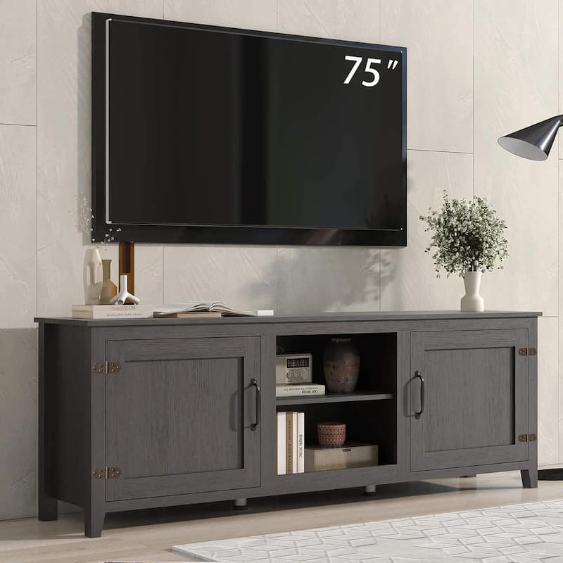 Wood Storage Cabinet Media Console for TVs up to 80"