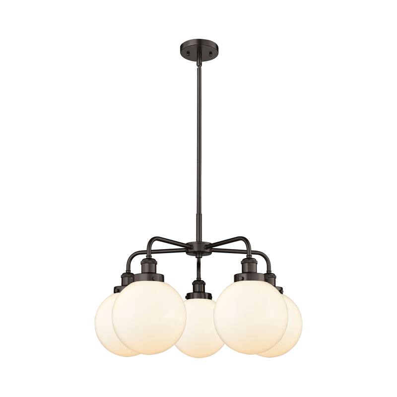 Innovations Lighting Beacon - 5 Light 26" Stem Hung Chandelier - Oil Rubbed Bronze/Matte White
