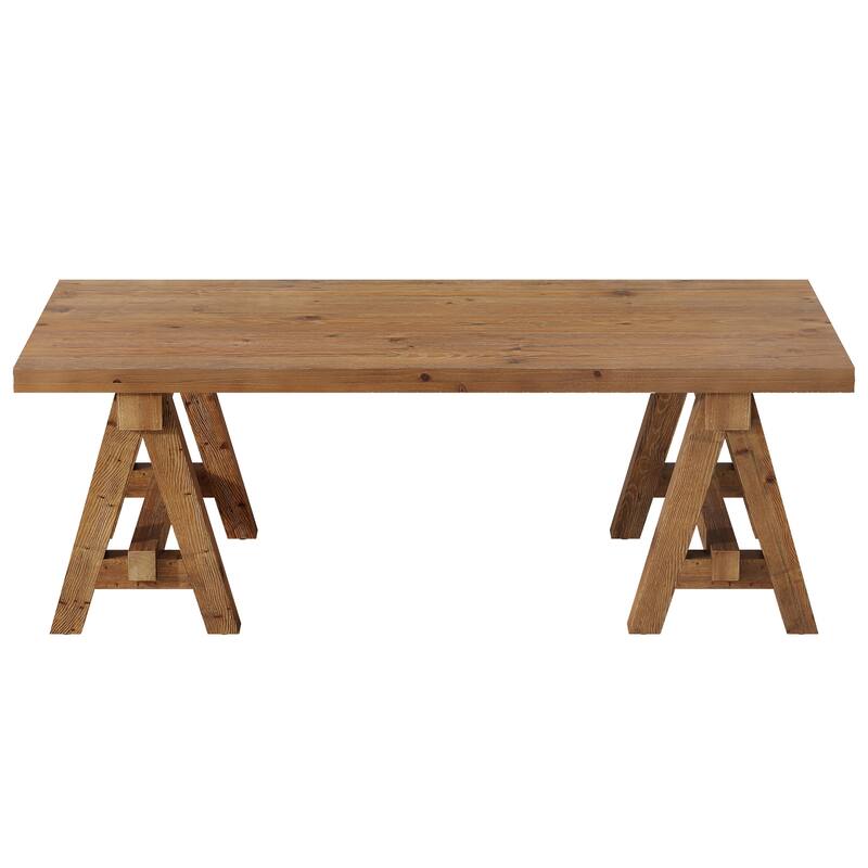 Solid Wood Coffee Table, 47" Center Table, Rectangular Coffee Tea Accent Table for Living Room, Lounge, Home Office