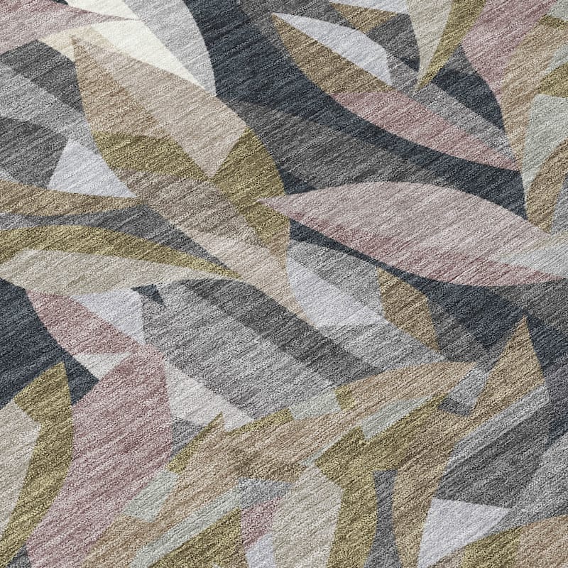 Machine Washable Indoor/ Outdoor Modern Floral Chantille Rug