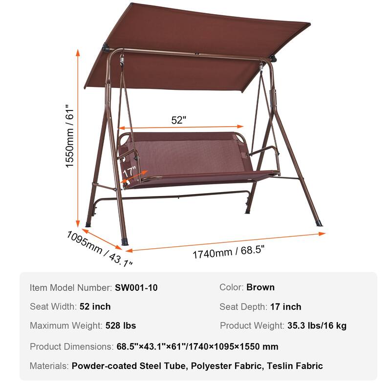 Patio Swing Chair for Balcony, Backyard, Poolside