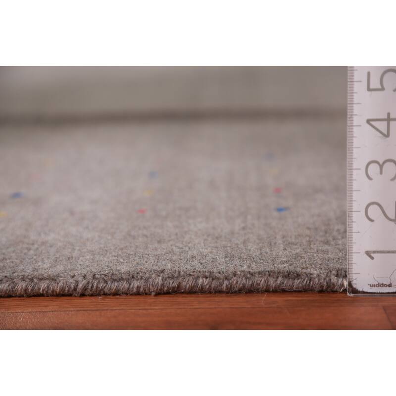 Tribal Gabbeh Indian Area Rug Handmade Grey Wool Carpet - 7'11" x 9'11"