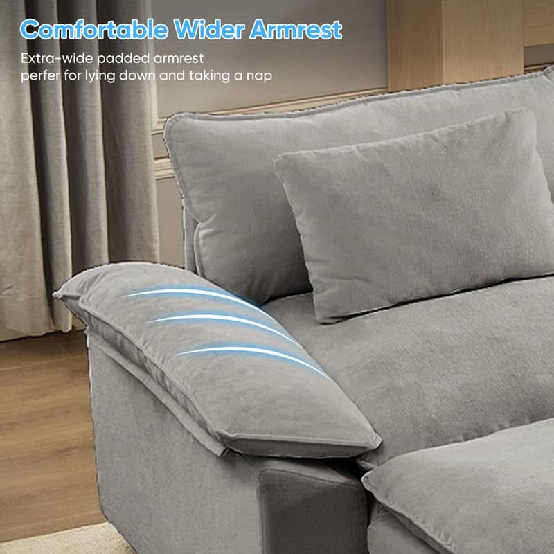 Modern 156''Oversized U-Shaped Modular Sectional Sofa with 2 Ottomans,6-Seat Cloud Couch,Chenille Sofa Sleeper Deep Seat Couches