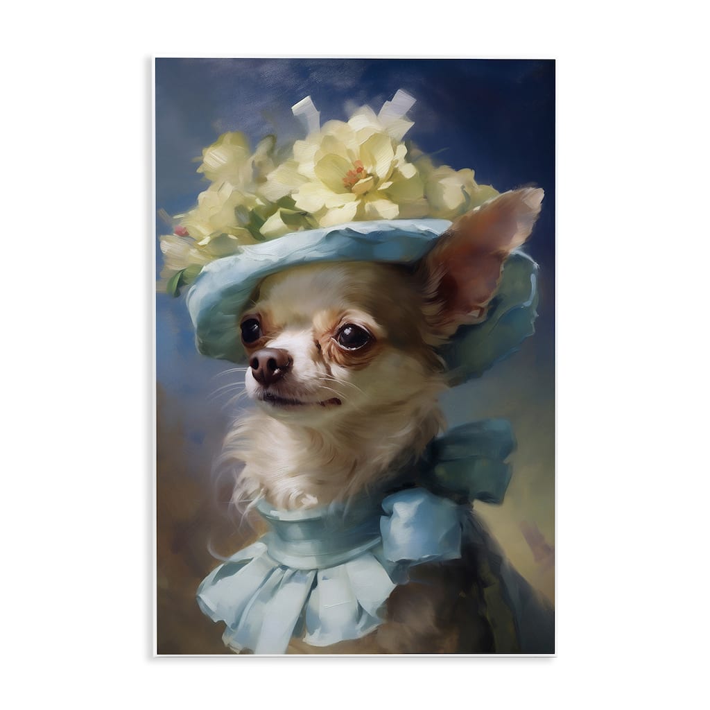 Stupell Dog with Fashionable Hat Wall Plaque Art Design By Wumples