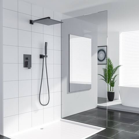 Lordear 12 Inches Shower System Wall Mounted Rainfall Shower Head System Rough-In Valve Body and Trim Included