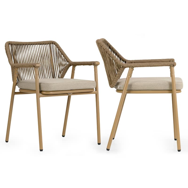 Set of 2 Bisera Brown Outdoor Dining Chair with Arms
