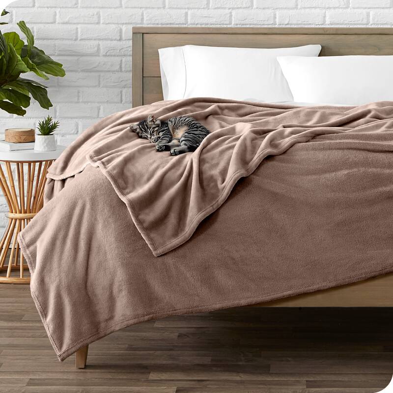 Bare Home Microplush Fleece Blanket - Ultra-Soft - Cozy Fuzzy Warm - Throw - Taupe