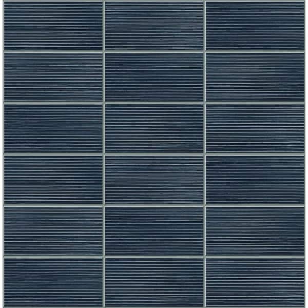 slide 2 of 22, Luxe Haven Rib Tile Peel and Stick Wallpaper 20.5 in. W x 18 ft. L - Denim Blue