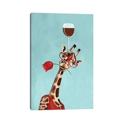 iCanvas "Giraffe With Wineglass" by Coco de Paris Canvas Print
