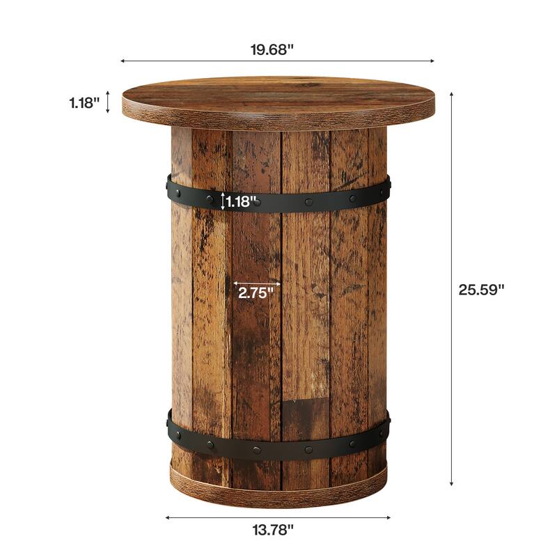 Round Industrial Side Table with Sturdy Base