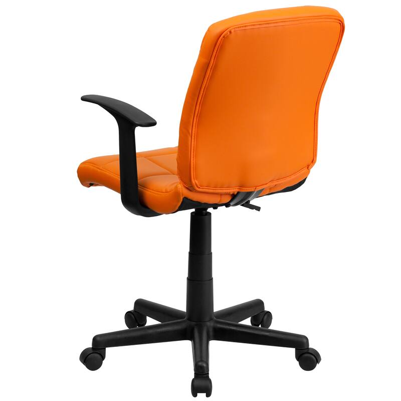 Mid-Back Quilted Vinyl Swivel Task Office Chair with Arms
