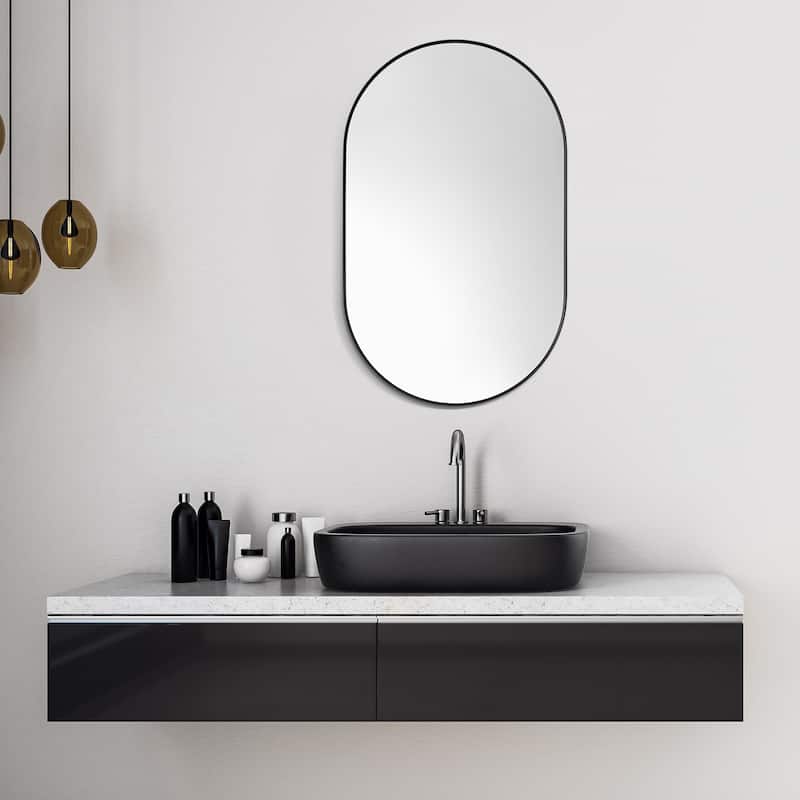 Altair Ispra Oval Bathroom/Vanity Aluminum Framed Wall Mirror - 36 in.