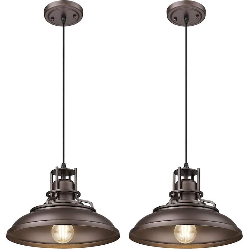 Farmhouse Vintage Barn Pendant Light Oil with Rubbed Bronze Finish - Medium / 2-Pack - ‎Oil Rubbed Bronze