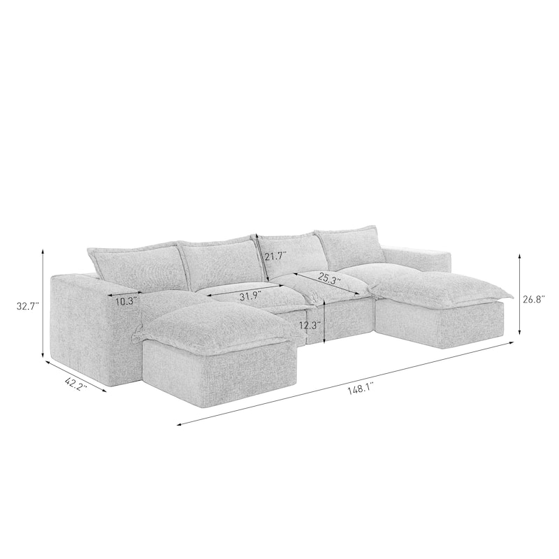 Comfy Cloud Couch Plush Modular Sectional Sofa For Living Room