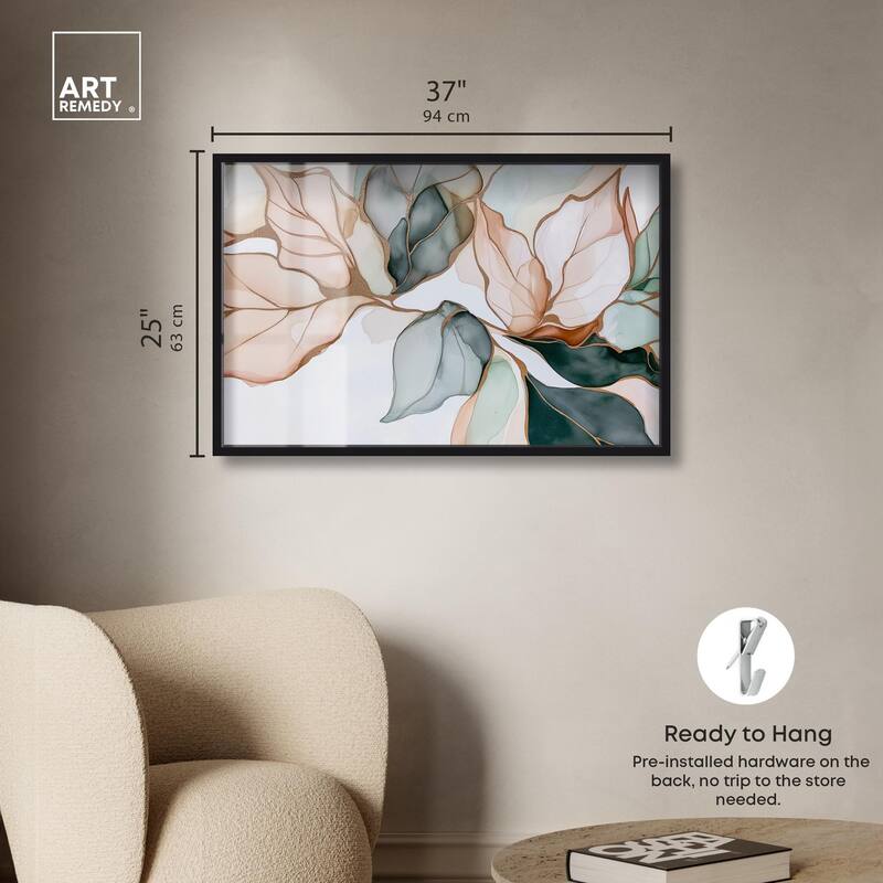 Golden Veined Leaves I Shadowbox by Art Remedy