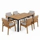 preview thumbnail 4 of 18, Christopher Knight Home - Hayden Outdoor Acacia Wood and Metal Dining Set with Cushioned Arm Chairs 7 Piece Set