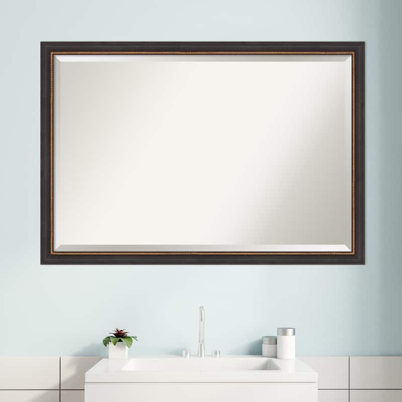 Beveled Wood Bathroom Wall Mirror - Ashton Black Frame - Ashton Black