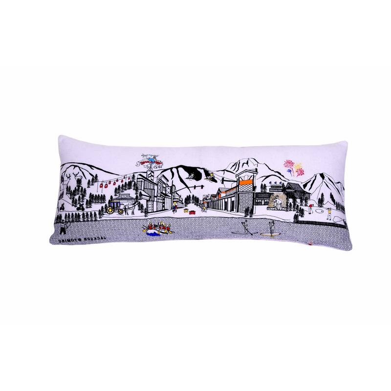 35" White Jackson Daylight Skyline Lumbar Decorative Pillow