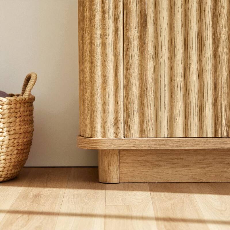 31.5'' Modern Buffet Cabinet Sideboard with Storage, Curved Wave Design Accent Cabinet for Dining Room & Entryway