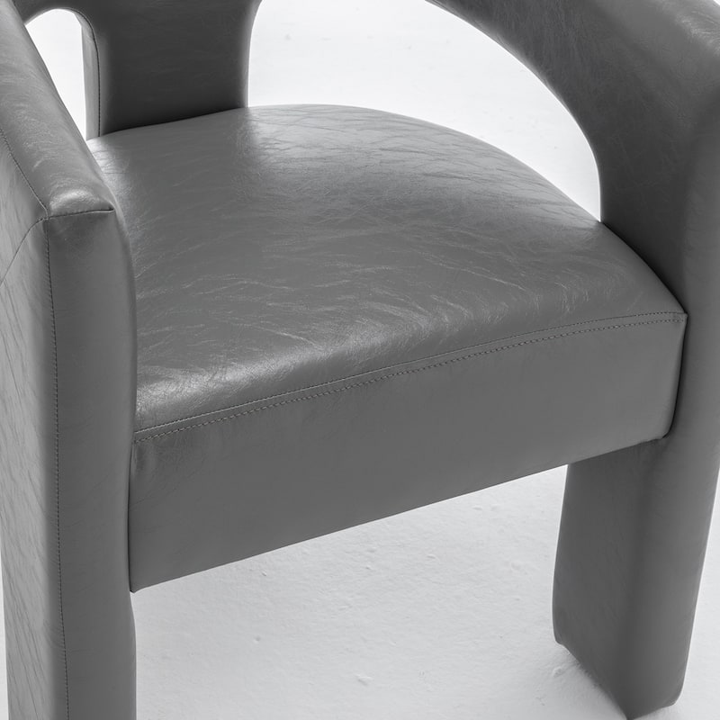 SEYNAR Modern Glam PU Leather Upholstered Dining Chair, Open-Back Accent Chair Set of 2