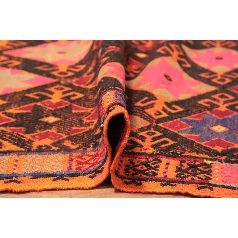 Hand Woven Oriental 100% Wool Carpet Southwestern Tribal Black Kilim Area Rug - 6' 10'' X 4' 2''