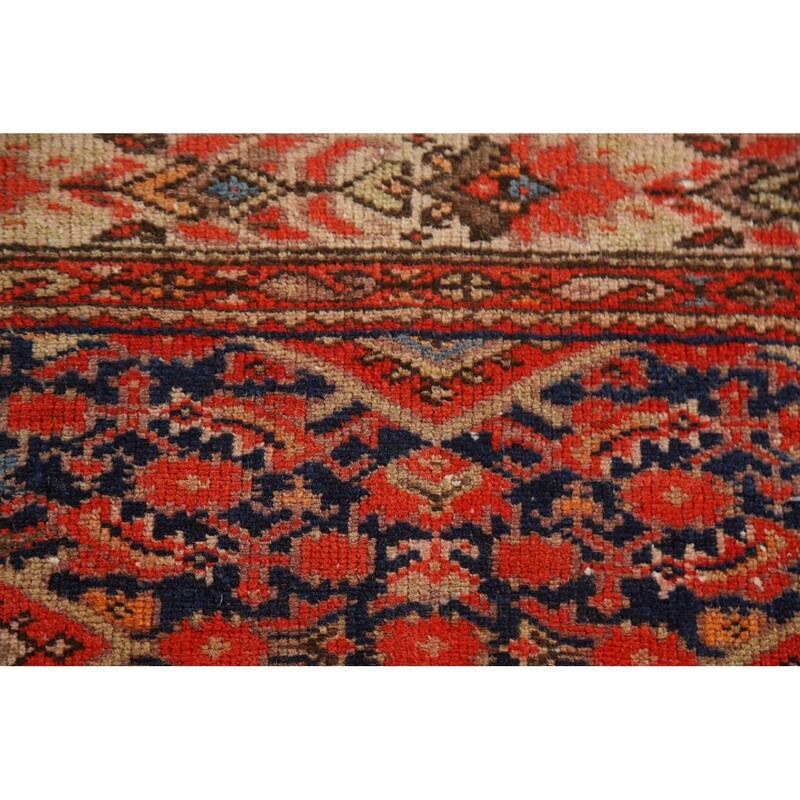 Pre-1900 Antique Blue Malayer Persian Runner Rug Handmade Wool Carpet - 3'2"x 16'7"