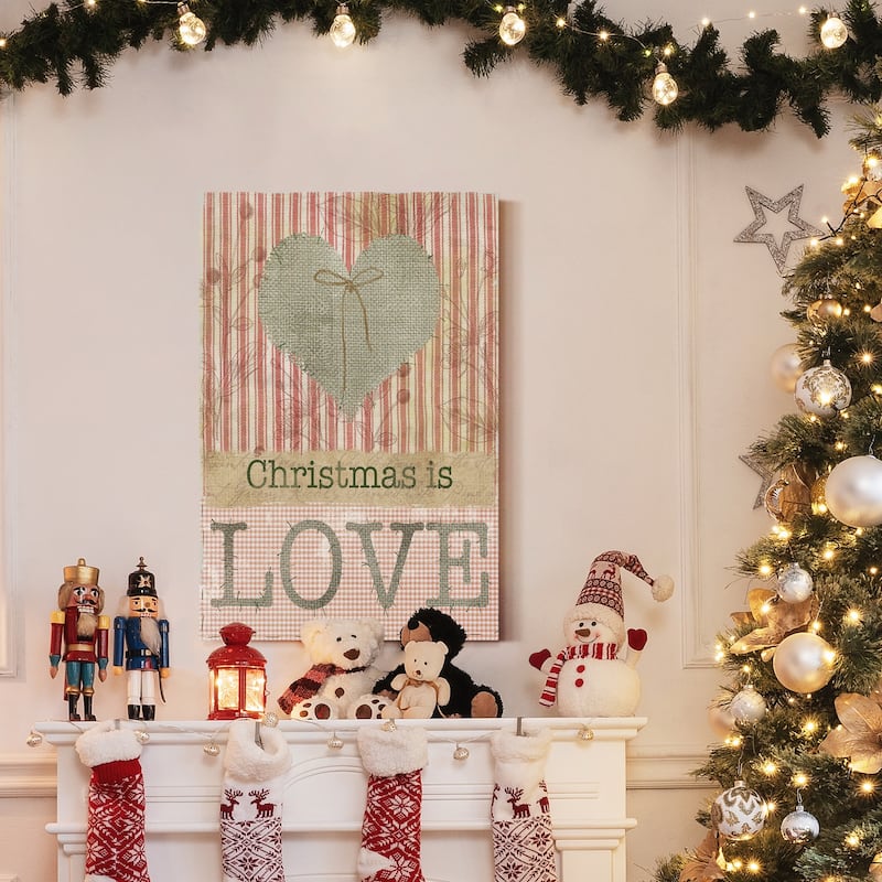 Burlap Christmas Love-Premium Gallery Wrapped Canvas - Ready to Hang