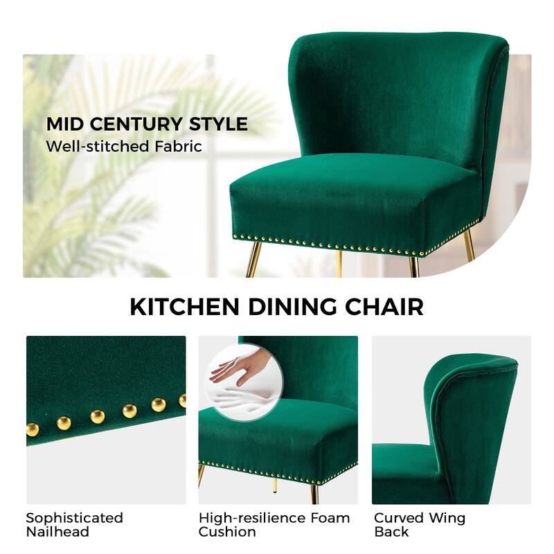 Celtia Modern Velvet Accent Side Chair with Nailhead Trim by HULALA HOME