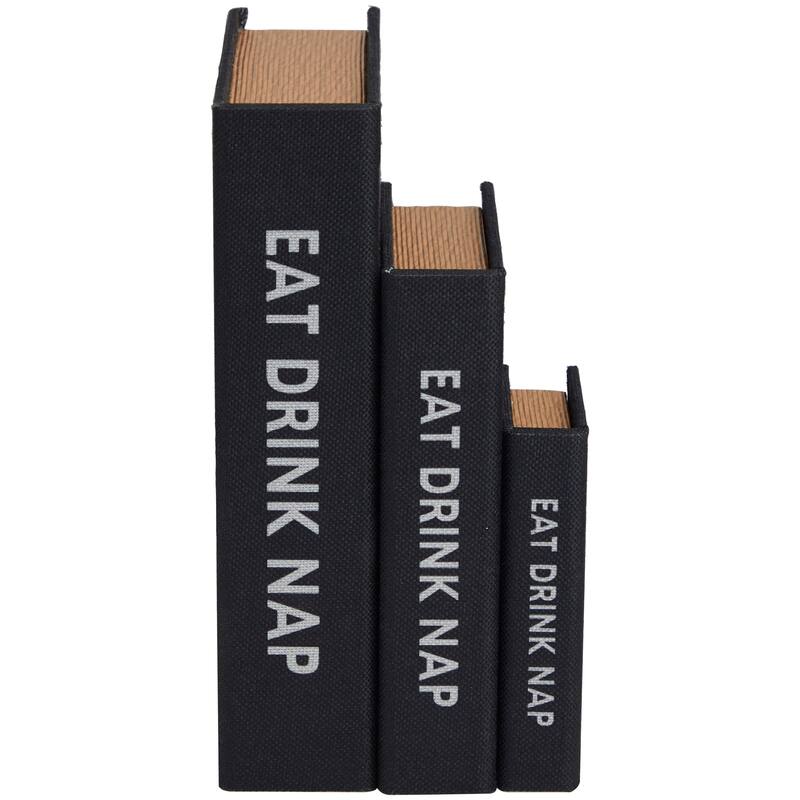 Burlap Leather Canvas Book Box Various Designs (Set of 3)