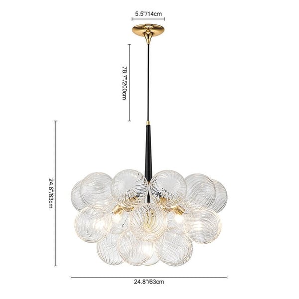 6-Light Swirled Glass Cluster Globe Chandelier - Dimmable