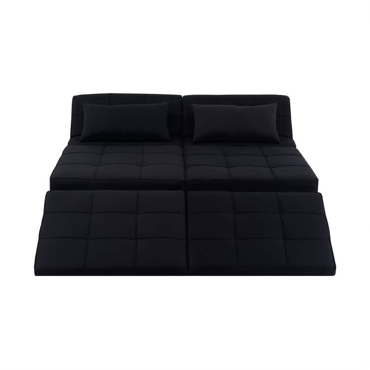 Sleeper Chair Bed, 4 In 1 Multi-Function Convertible Ottoman Bed, Breathable Linen Bed Chair, Convertible Sofa Bed