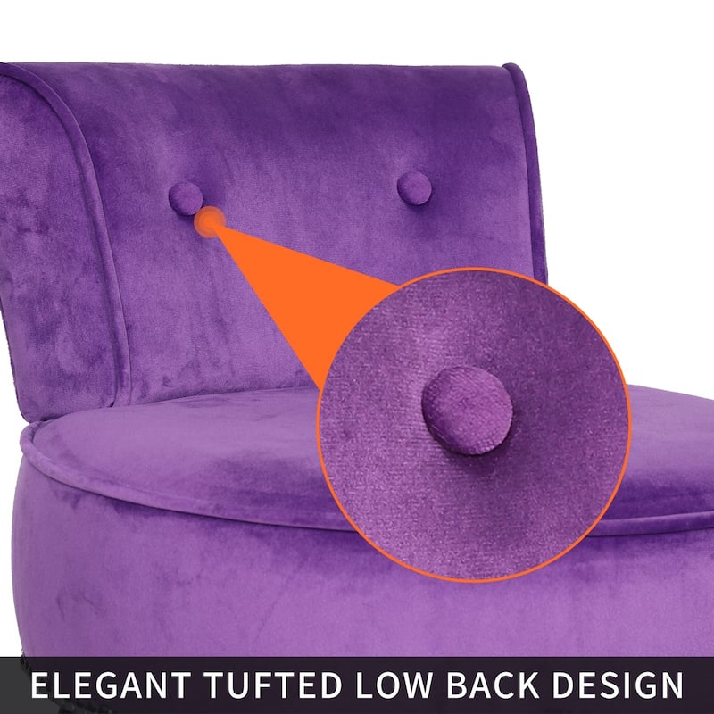 VEIKOUS Makeup Vanity Stool Chair with Low Back and Wood Legs-17.3" x 15.7" x 25.1"