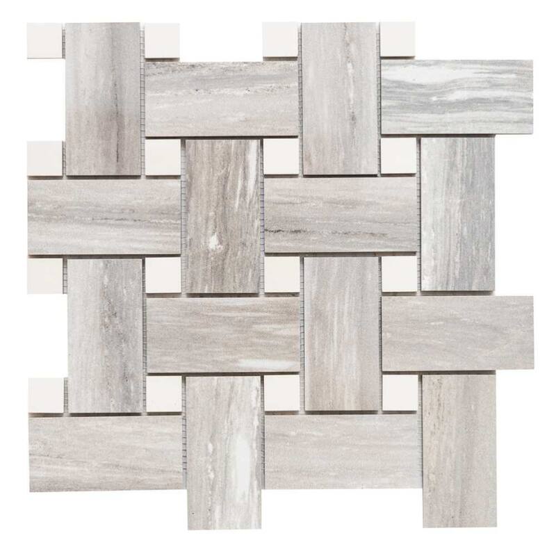The Tile Life Stately Basketweave 13x13 Pearl Attraction Porcelain Floor & Wall Tile