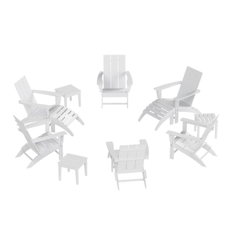Shoreside Modern 12-Piece Folding Adirondack Chair With Ottoman And Side Table