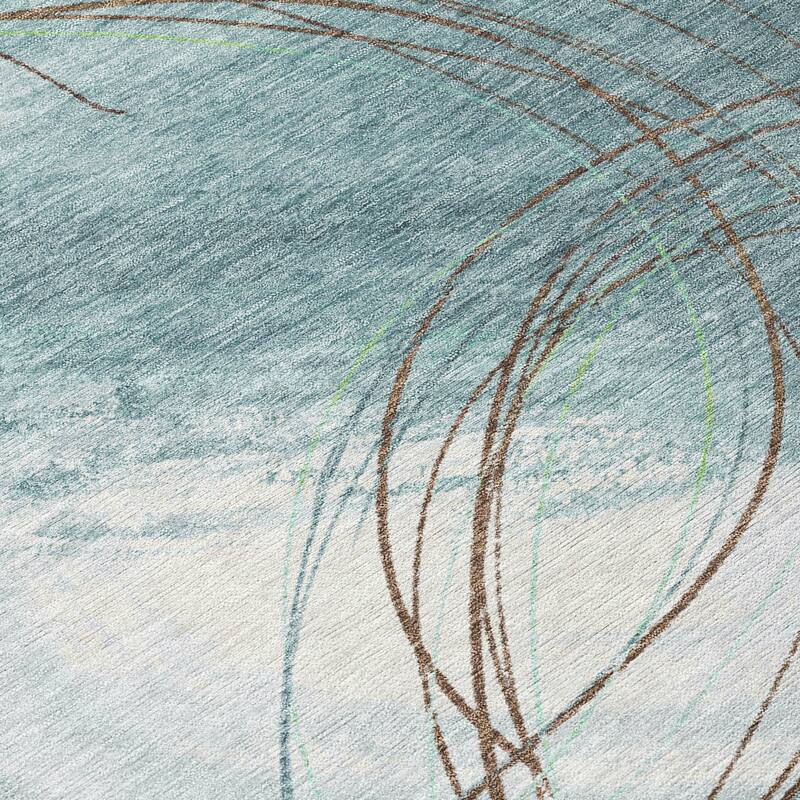 Machine Washable Indoor/ Outdoor Abstract Modern Chantille Rug