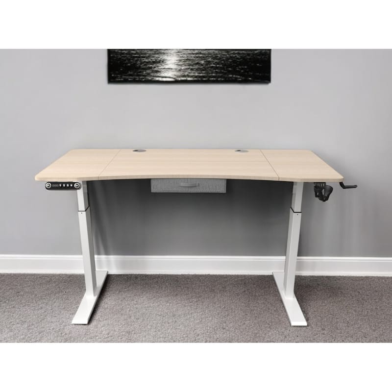 55" Adjustable Oak and White Standing Desk - Oak
