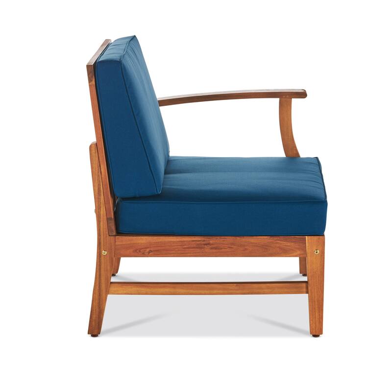 Perla Outdoor Acacia 4-pc Cushioned Sofa and Table Set by Christopher Knight Home