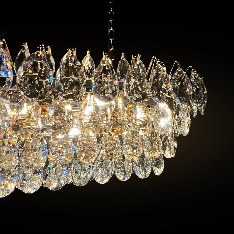 Teardrop Crystal Diamond Linear Chandelier 40"