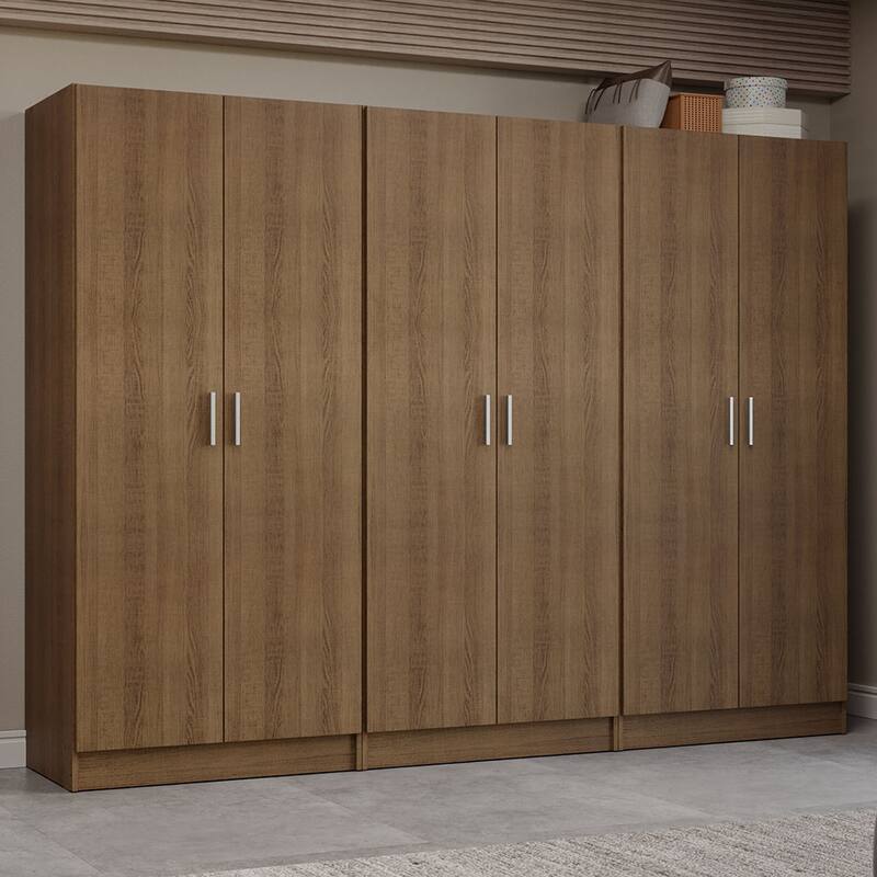 Madesa 6 Doors Wardrobe Storage Cabinet with Ample Shelves 94"L