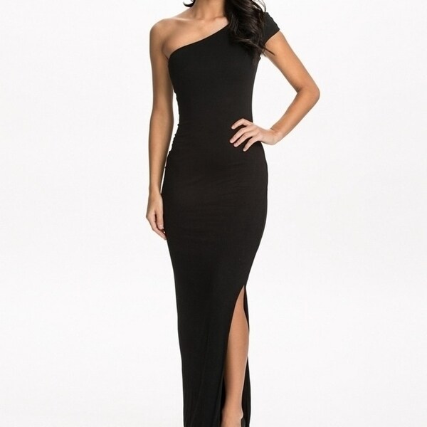 Shop R70331 Popular Trend Simple Elegant Design Women Dress Black