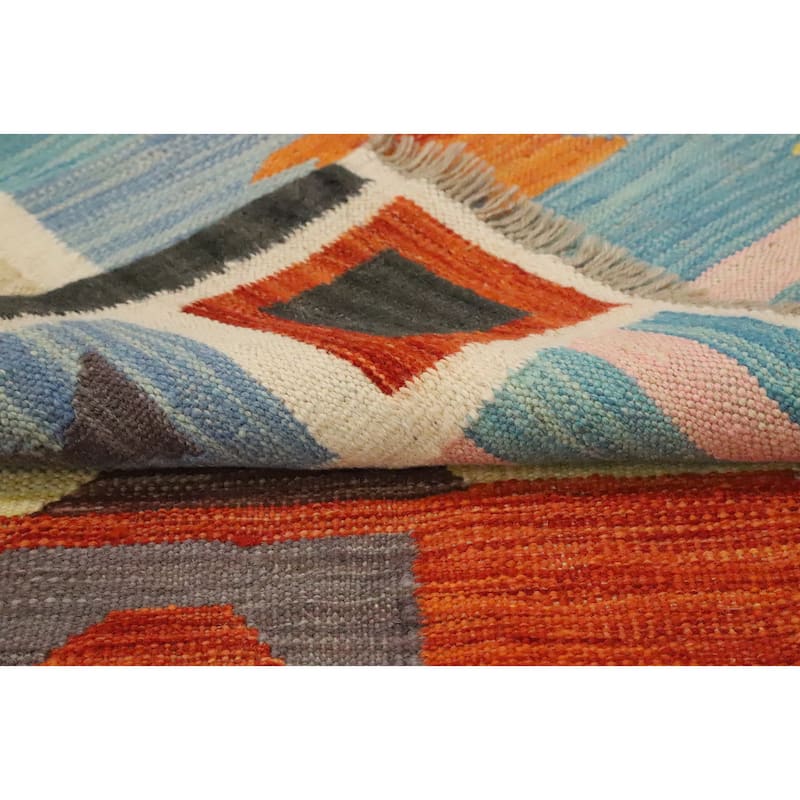 Hand Woven Oriental 100% Wool Carpet Southwestern Tribal Multi-Colored Kilim Area Rug - 6' 0'' X 3' 10''