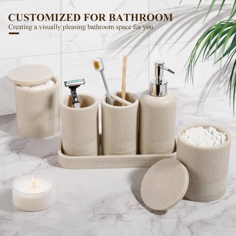 6-piece bathroom toothbrush set, glass cup, cotton swab jar, modern bathroom organizer