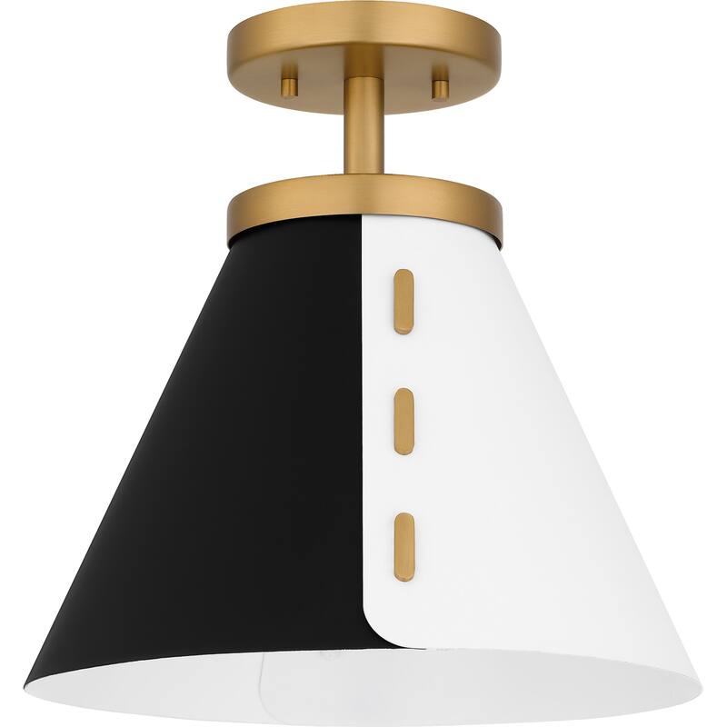 Trette 1-Light Brushed Weathered Brass Semi-Flush Mount Light