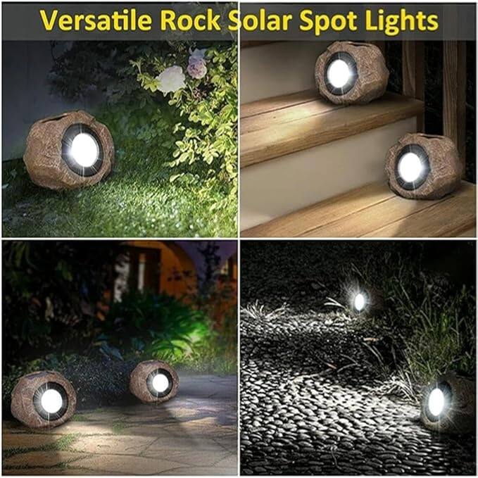 Solar Powered Rock Light Outdoor LED Pathway Landscape Lamp - Brown