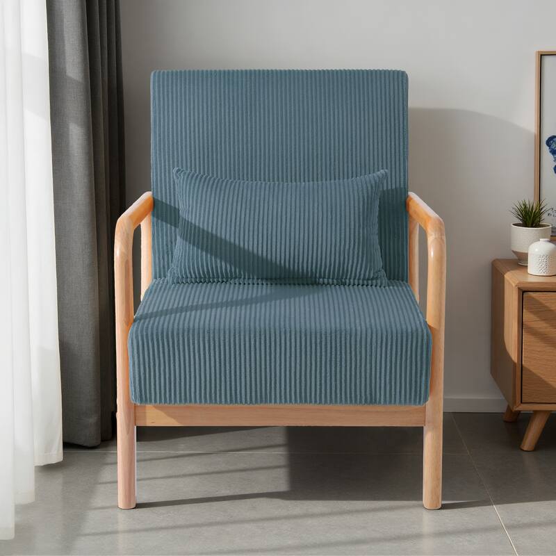 Mid-Century Upholstered Accent Chair with Wood Frame
