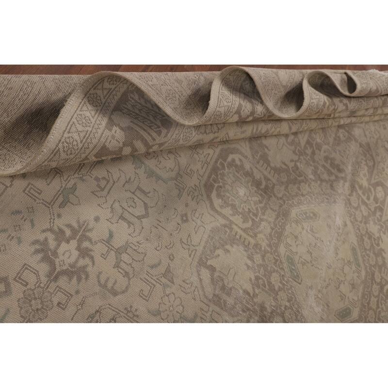 Distressed Muted Tabriz Persian Vintage Rug Handmade Wool Carpet - 9'10" x 12'8"