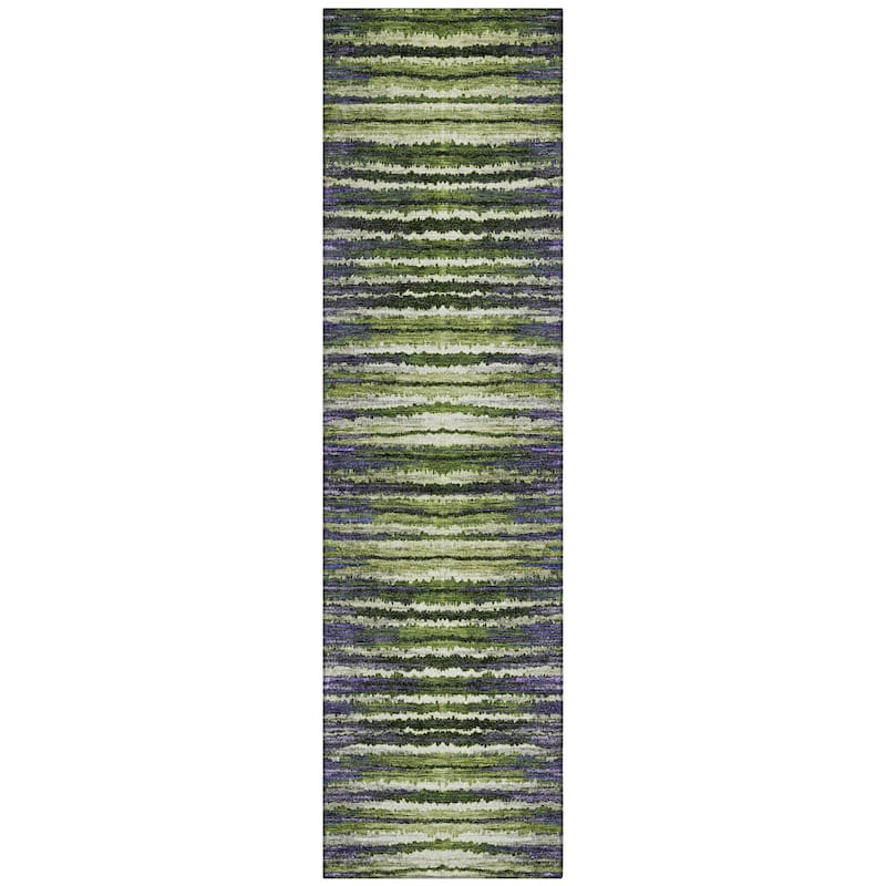 Machine Washable Indoor/ Outdoor Chantille Jagged Stripes Rug