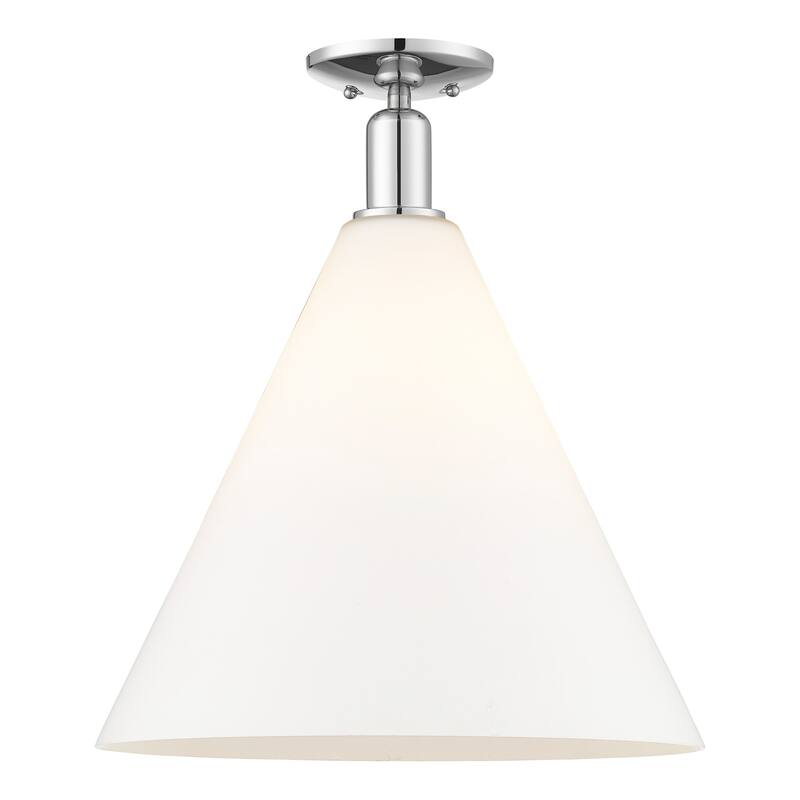Innovations Lighting 716-1C-19-16 Berkshire Glass Semi-Flush Berkshire - Polished Chrome / Matte White