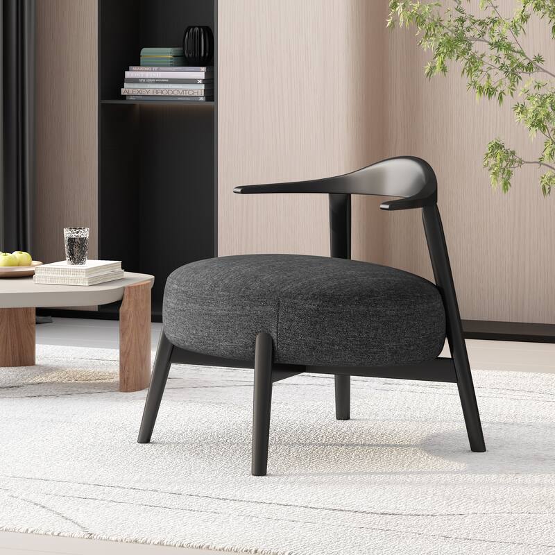 Modern Solid Wood Fabric Armrest Dining Chair with Cushion and Backrest for Dining Room Kitchen Living Room Terrace