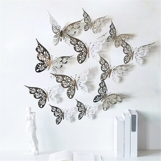 12Pcs 3D Hollow Butterfly Home Kids Living Room Bedroom Wall Sticker ...